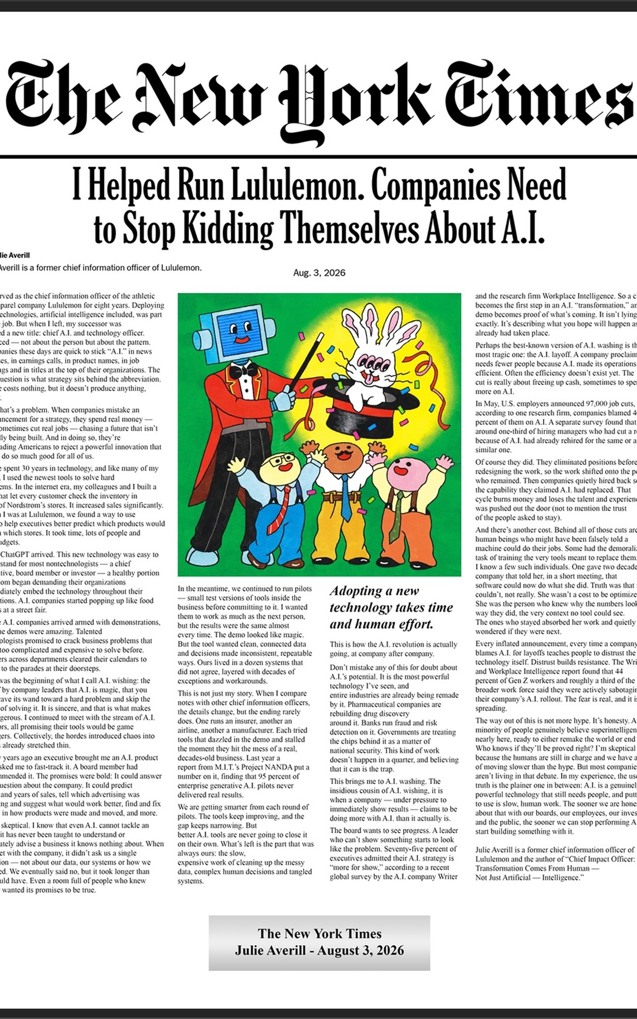 Julie Averill&rsquo;s opinion essay in The New York Times